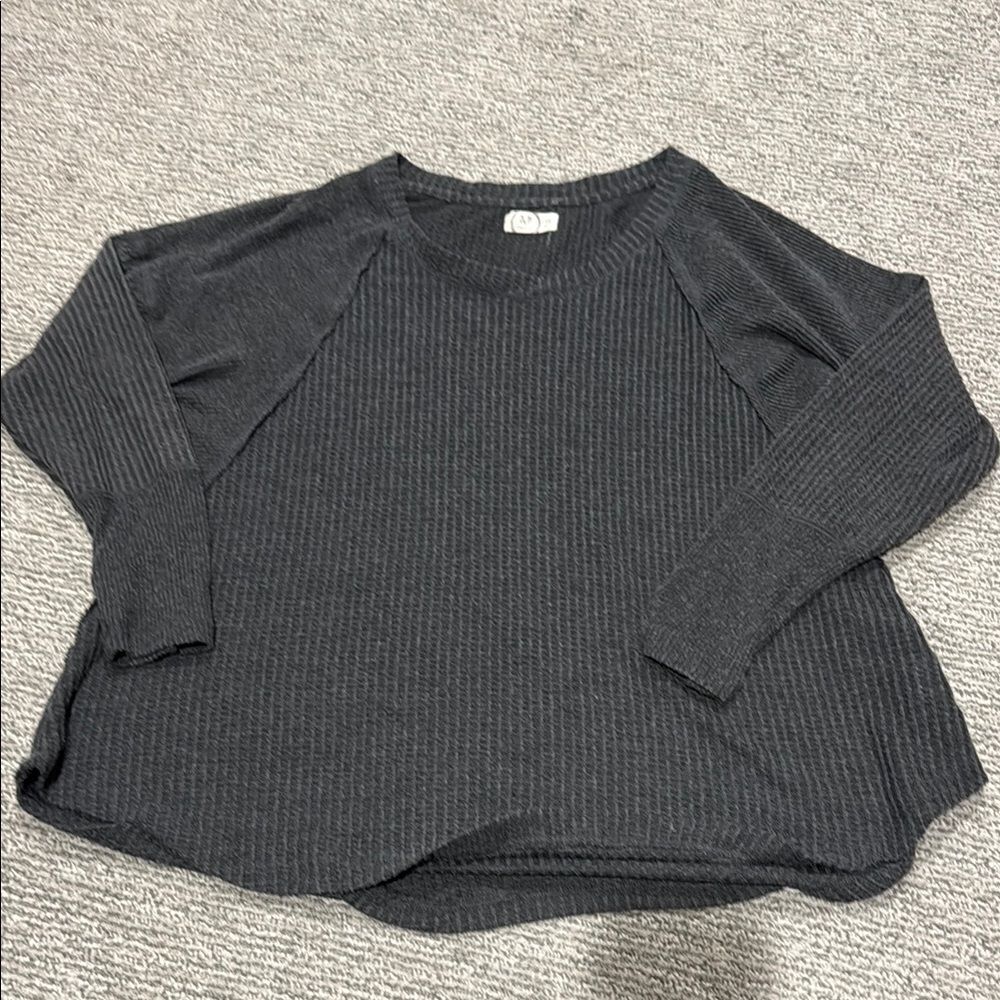 Maurices 24/7 Dark Gray Long Sleeve Top waffle knit size xxl